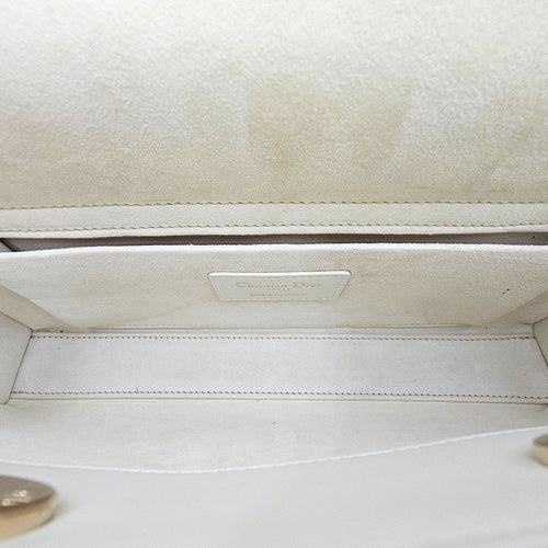 Lady D-Joy Medium White Top Handle Bag in Lambskin Gold hardware CL2603-19757 8