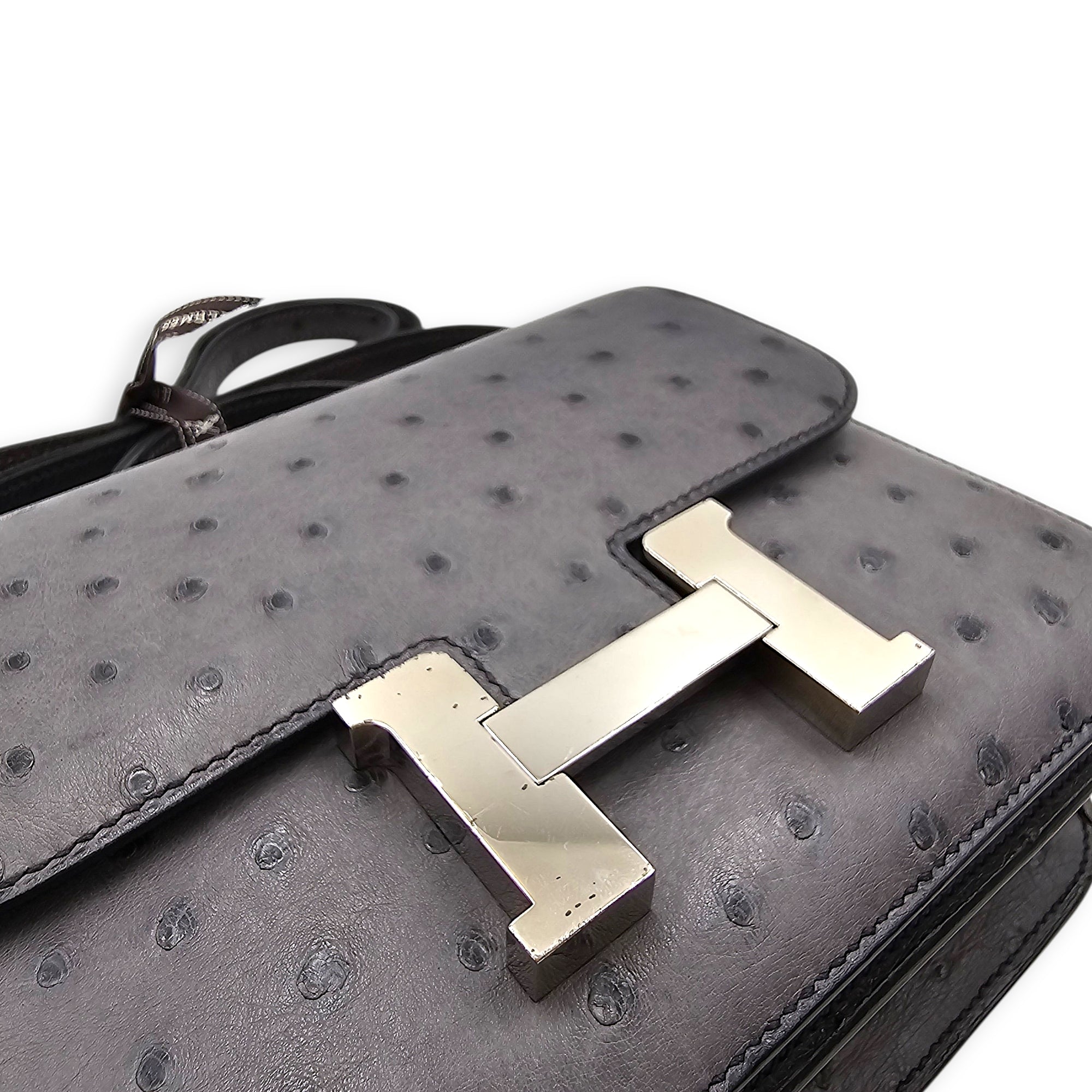 Constance 18 Gris Agate in Ostrich Palladium hardware CL2603-19793 7