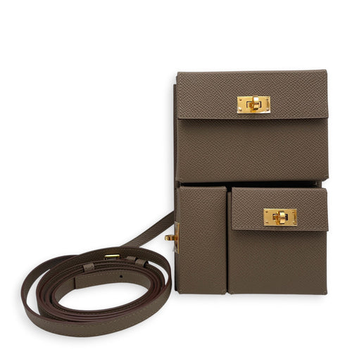 Kelly Multipocket Etoupe in Epsom Gold hardware CL2603-19821 1