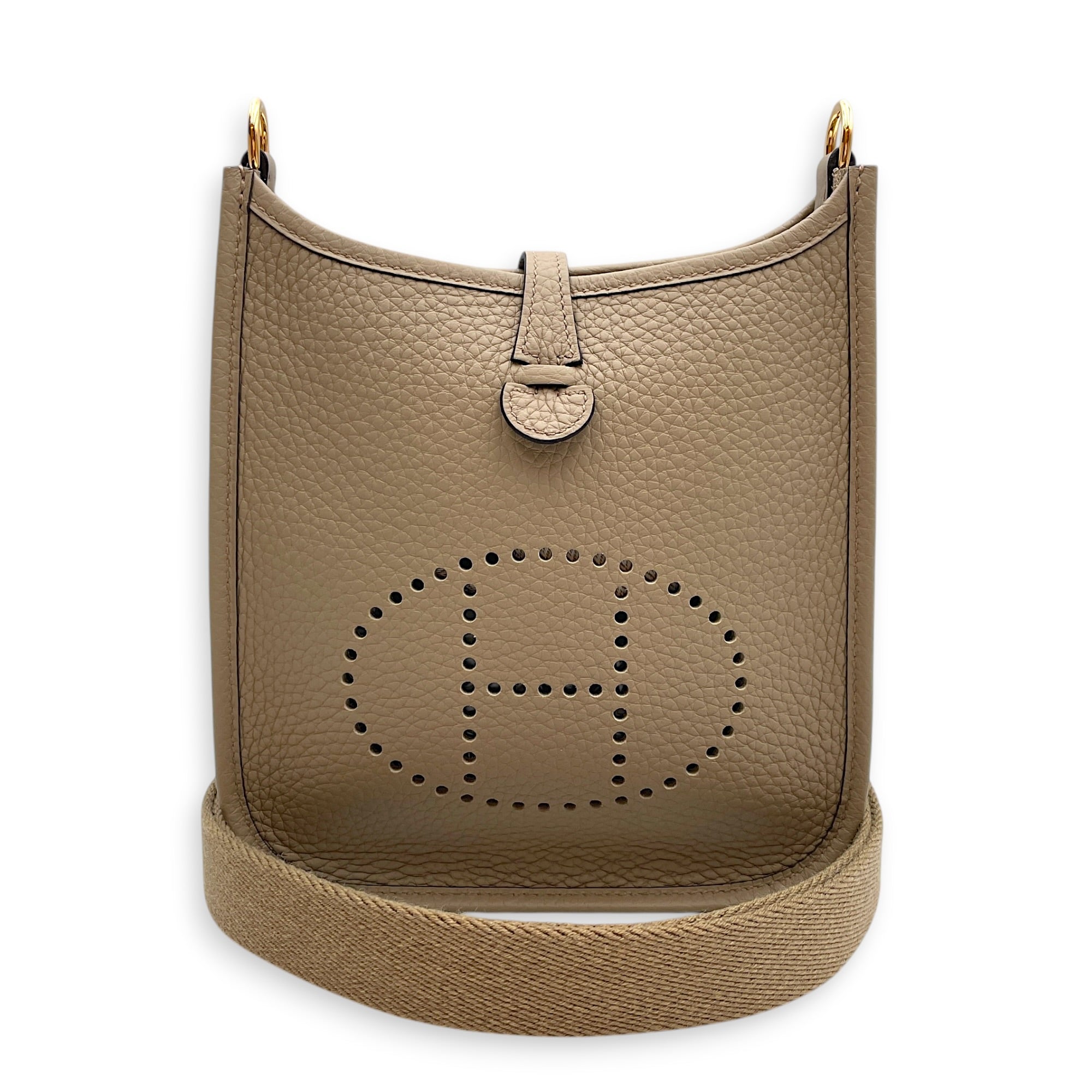 Evelyne Mini Beige Marfa in Clemence Gold hardware CL2603-19835 3