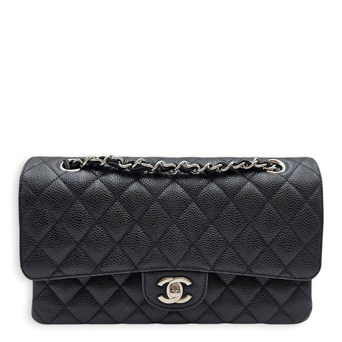 Classic Flap (Double Flap) Medium Black Shoulder Bag in Caviar Leather Silver hardware CL2603-19851 1