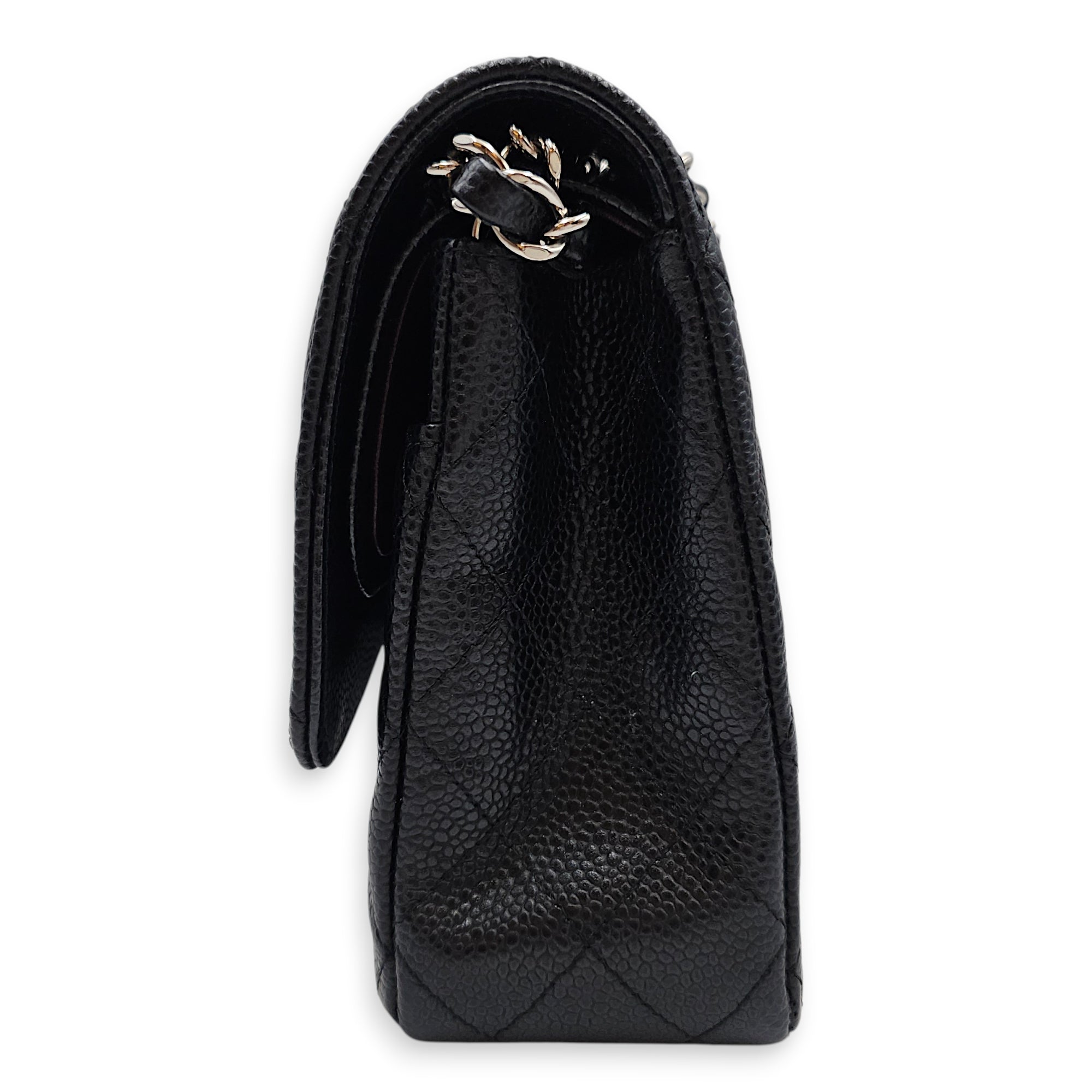 Classic Flap (Double Flap) Medium Black Shoulder Bag in Caviar Leather Silver hardware CL2603-19851 4