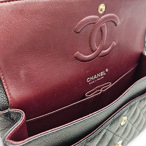 Classic Flap (Double Flap) Medium Black Shoulder Bag in Caviar Leather Silver hardware CL2603-19851 6