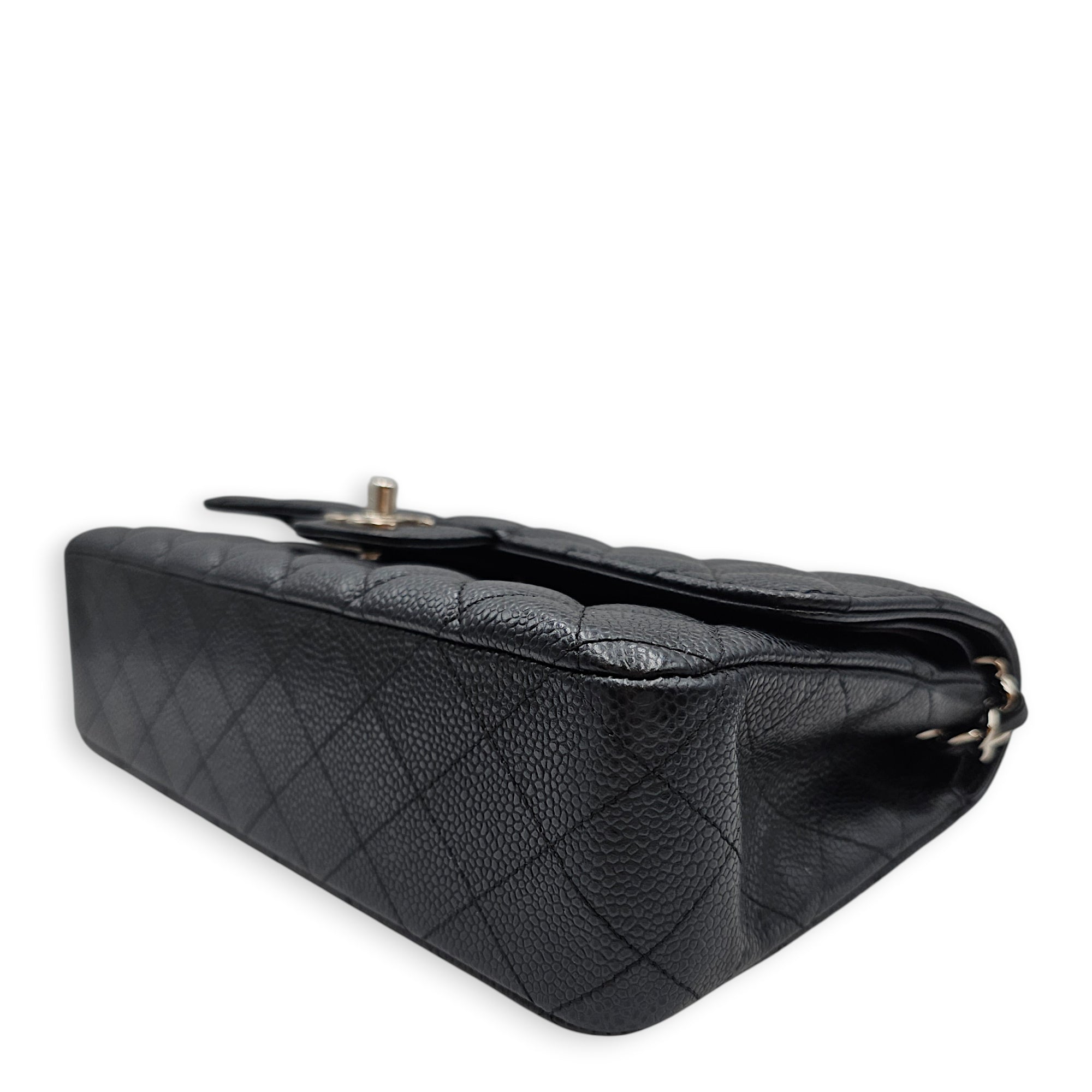 Classic Flap (Double Flap) Medium Black Shoulder Bag in Caviar Leather Silver hardware CL2603-19851 8
