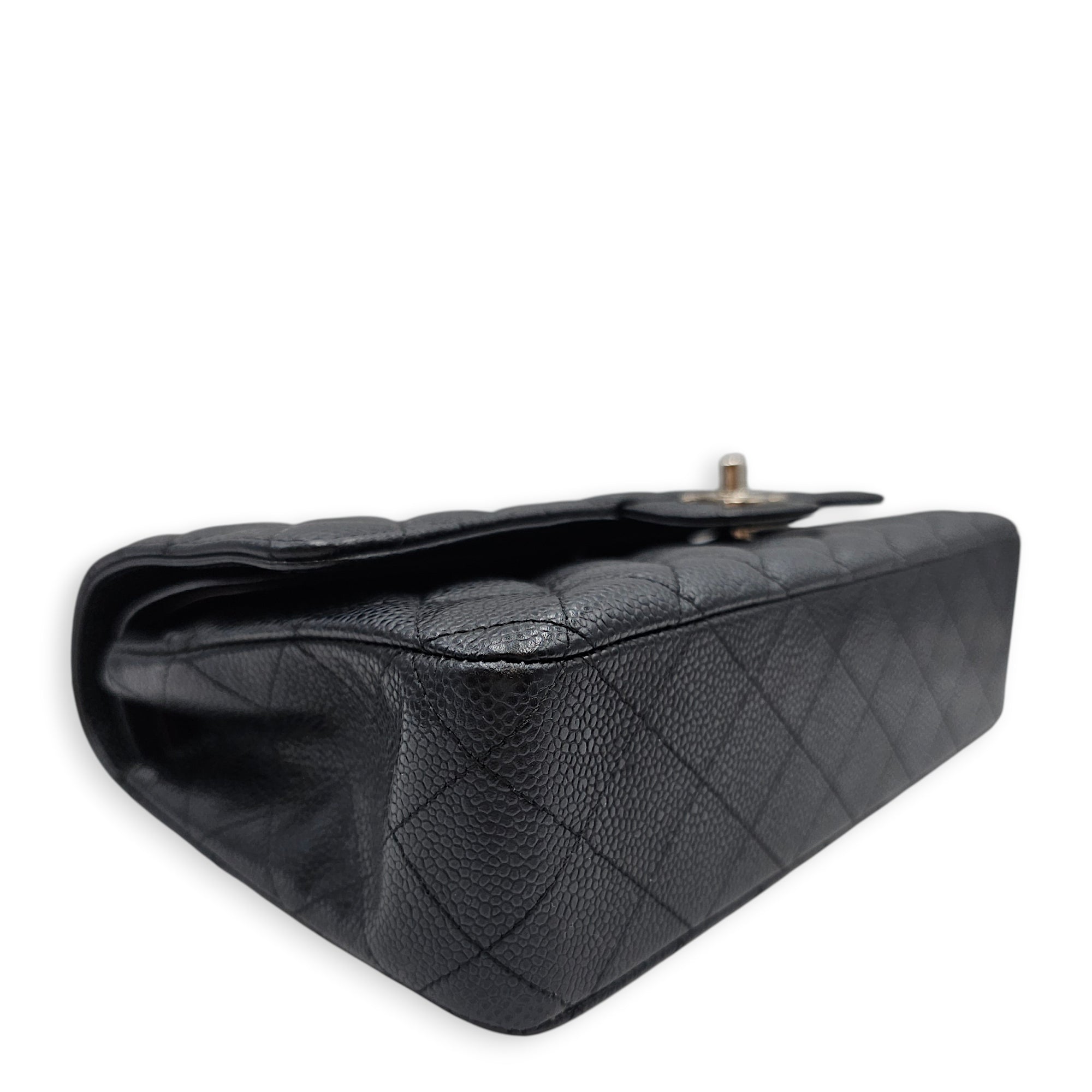 Classic Flap (Double Flap) Medium Black Shoulder Bag in Caviar Leather Silver hardware CL2603-19851 9