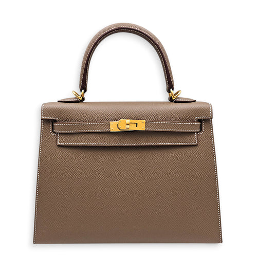 Sellier Kelly 25 Etoupe in Epsom Gold hardware