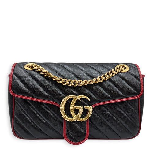 Marmont Matelasse Black Shoulder Bag in Calfskin Gold hardware CL2603-19864 1