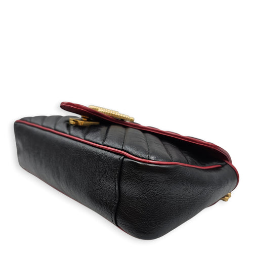 GG Marmont Matelasse Leather Black Shoulder Bag in Calfskin Gold hardware