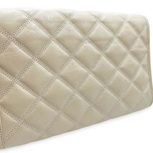 Quilted Becky 25cm Beige Shoulder Bag in Calfskin Gold hardware CL2603-19865 11