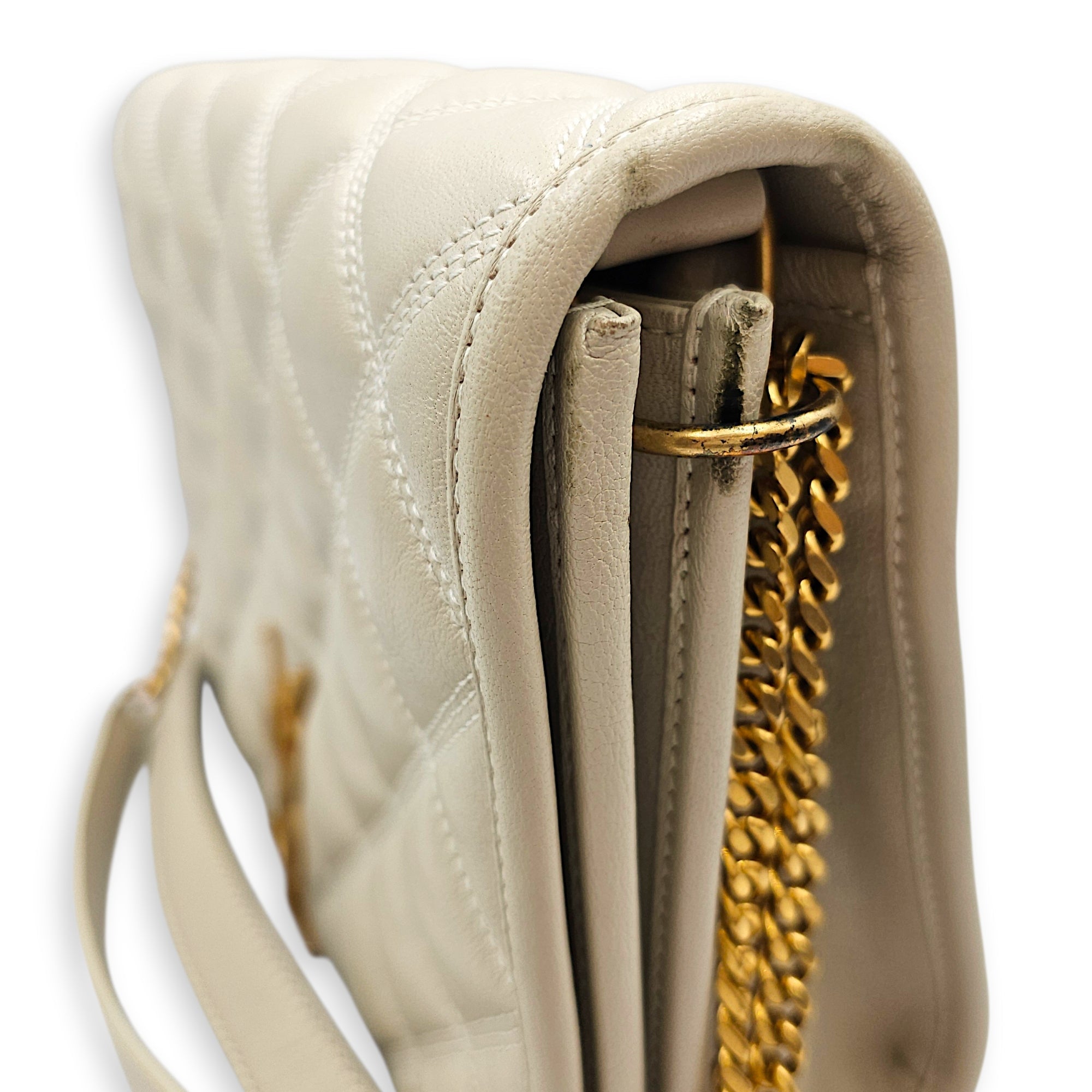 Quilted Becky 25cm Beige Shoulder Bag in Calfskin Gold hardware CL2603-19865 12
