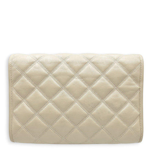 Quilted Becky 25cm Beige Shoulder Bag in Calfskin Gold hardware CL2603-19865 2