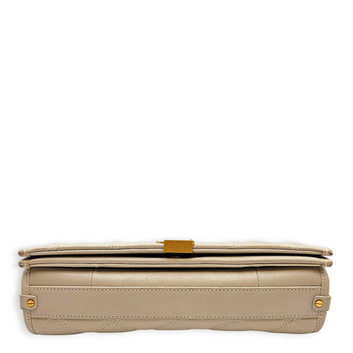 Quilted Becky 25cm Beige Shoulder Bag in Calfskin Gold hardware CL2603-19865 5