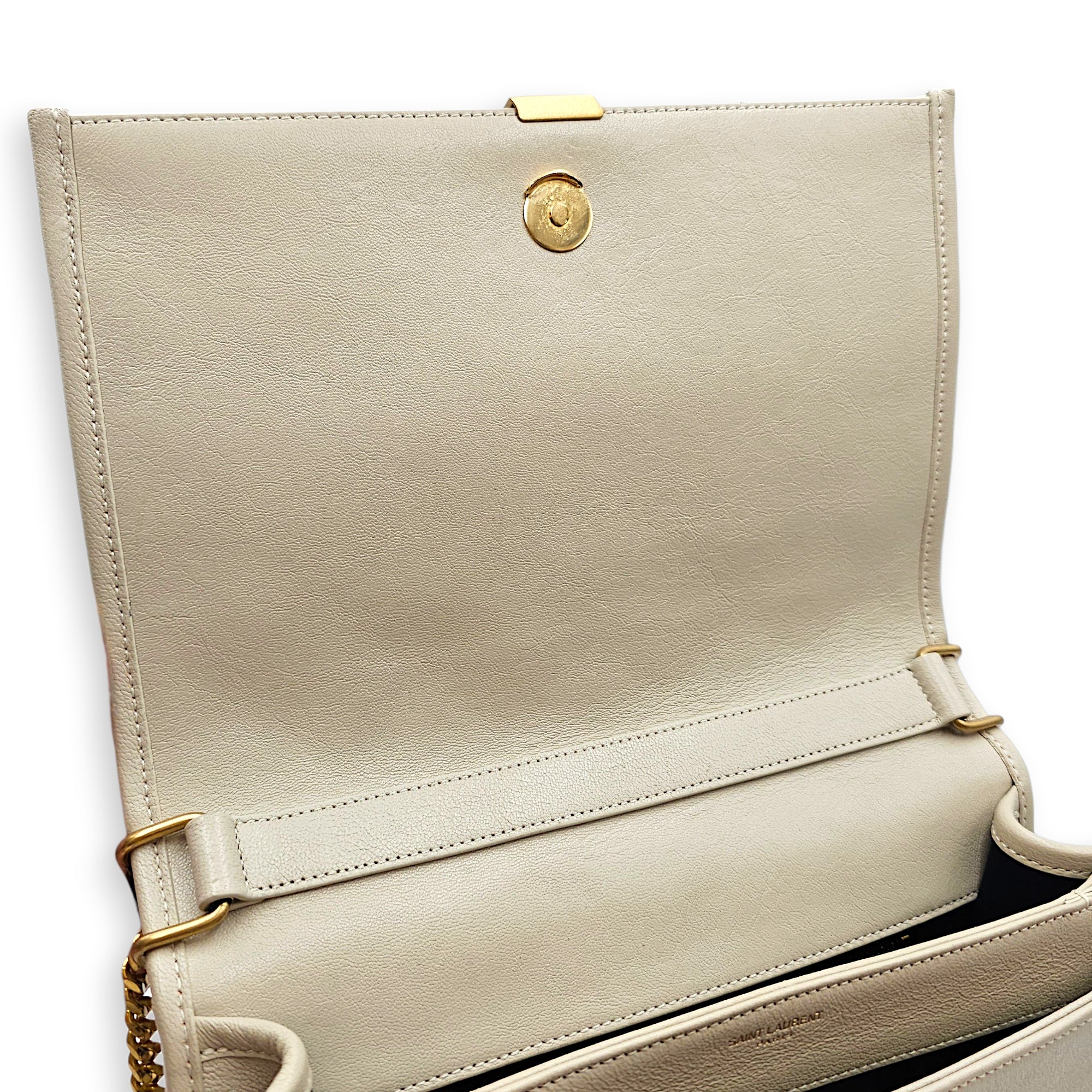 Quilted Becky 25cm Beige Shoulder Bag in Calfskin Gold hardware CL2603-19865 7