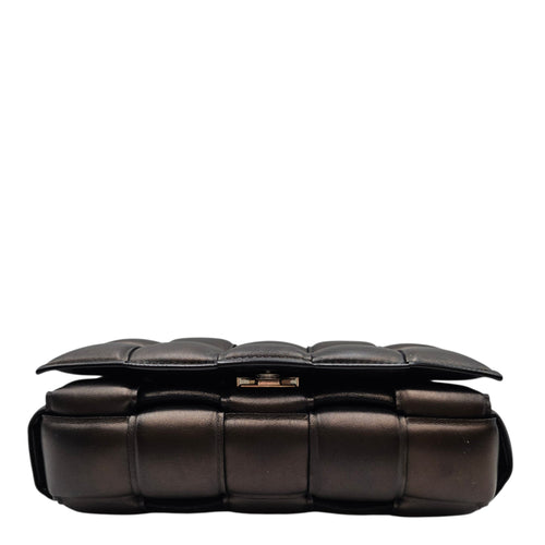 Padded Cassette 25cm  Black Crossbody Bag in Calfskin Silver hardware CL2603-19866 5