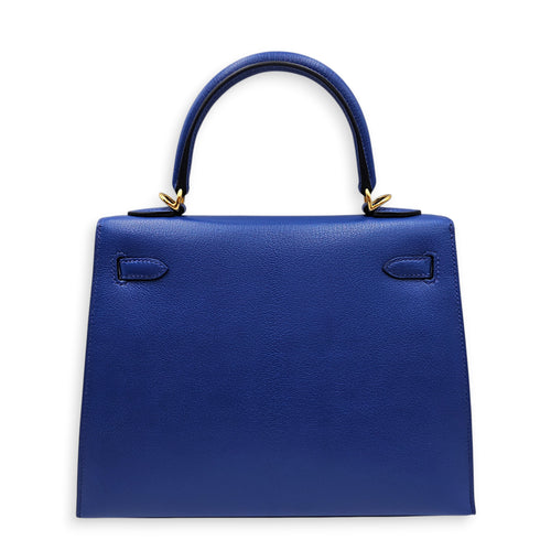 Sellier Kelly 25 Bleu Royal in Chevre Chamkila Gold hardware