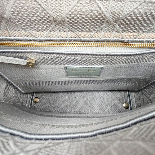 Lady D-Lite Cannage Embroidery Medium Grey Top Handle Bag in Canvas Gold hardware CL2603-19877 8
