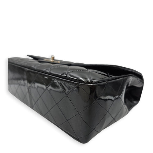 Quilted Single Flap Jumbo Black Shoulder Bag in Patent Leather Silver hardware CL2603-19879 8