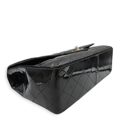 Quilted Single Flap Jumbo Black Shoulder Bag in Patent Leather Silver hardware CL2603-19879 9