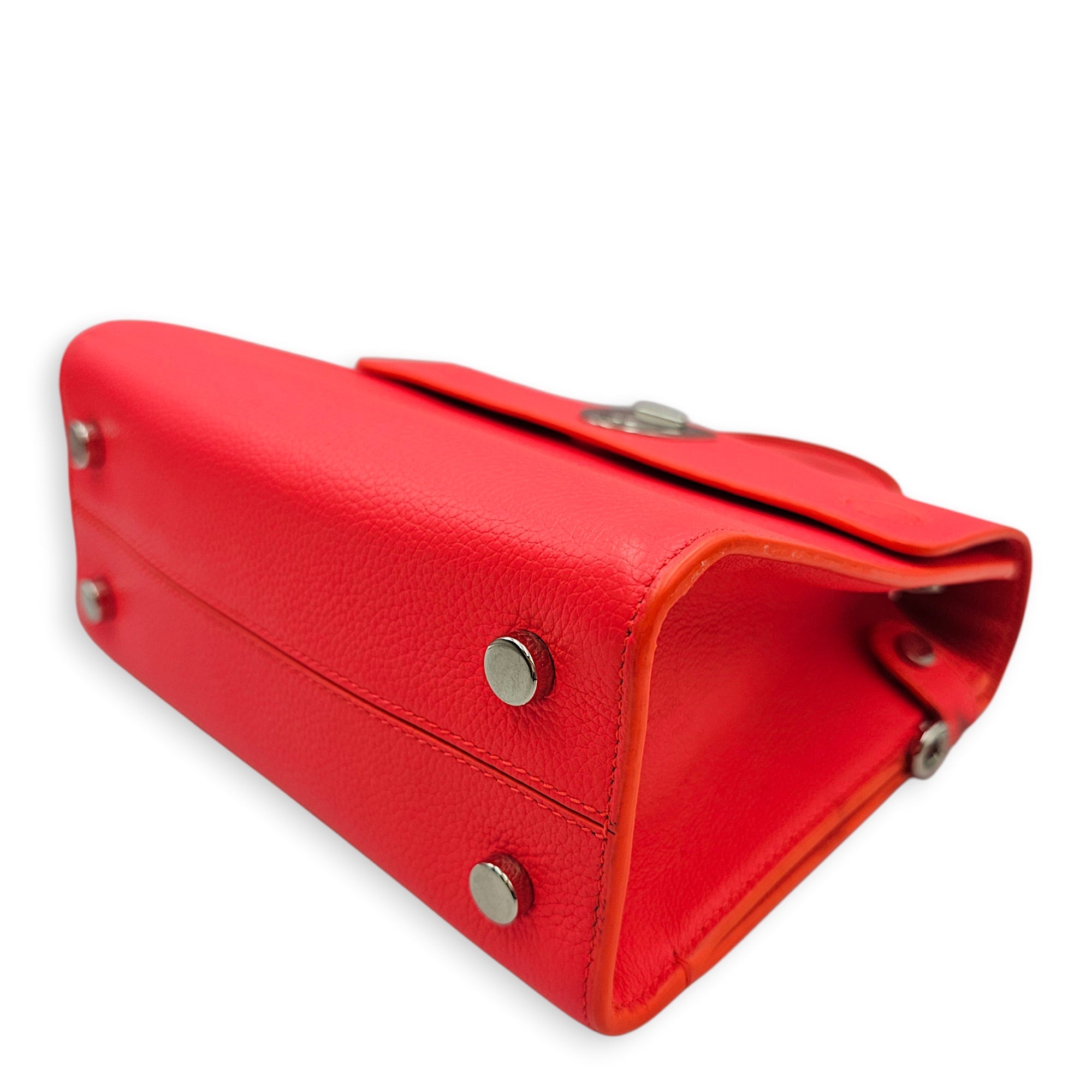 Diorever Neon Orange Top Handle Bag in Calfskin Silver hardware CL2603-19882 10
