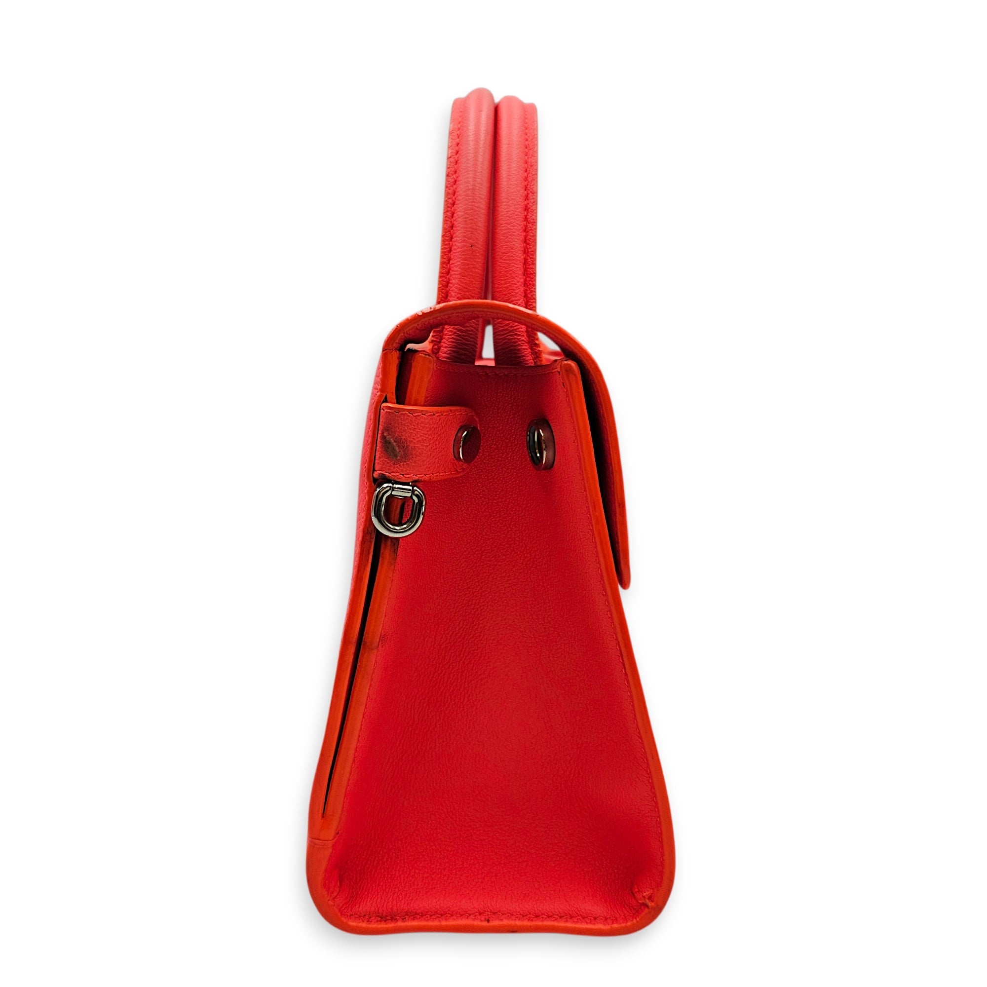 Diorever Neon Orange Top Handle Bag in Calfskin Silver hardware CL2603-19882 3
