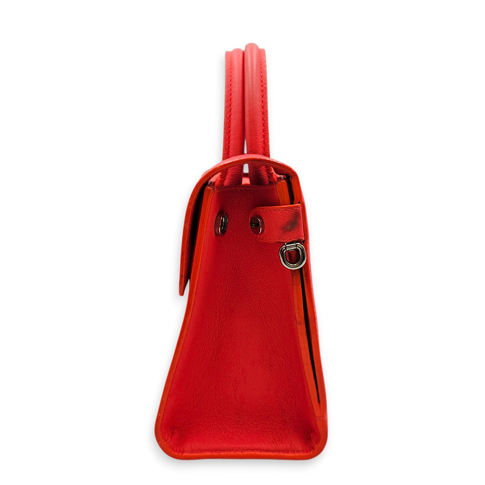Diorever Neon Orange Top Handle Bag in Calfskin Silver hardware CL2603-19882 4