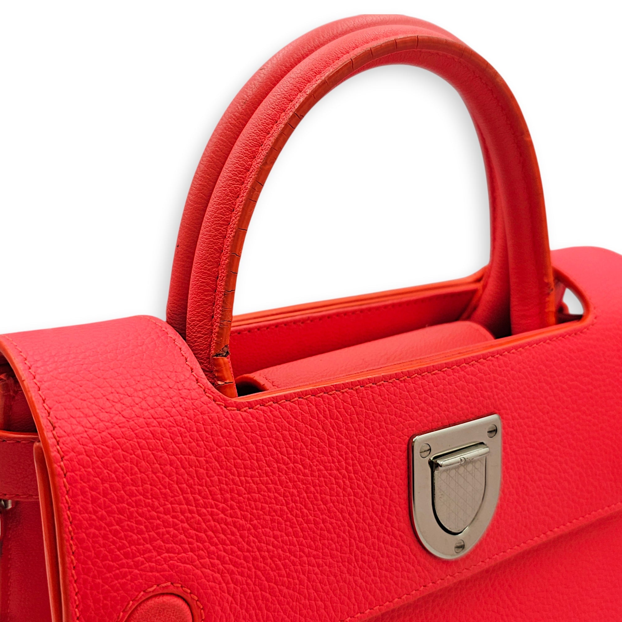 Diorever Neon Orange Top Handle Bag in Calfskin Silver hardware CL2603-19882 7