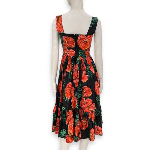 Midi Floral Dress 38 Red Ready-To-Wear CL2603-19885 2