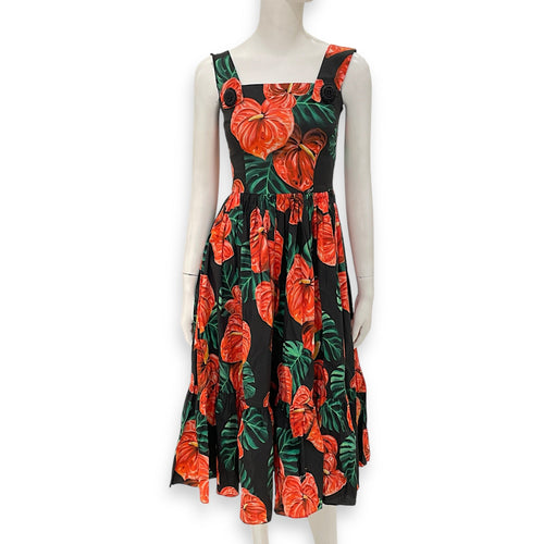 Midi Floral Dress 38 Red Ready-To-Wear CL2603-19885 1