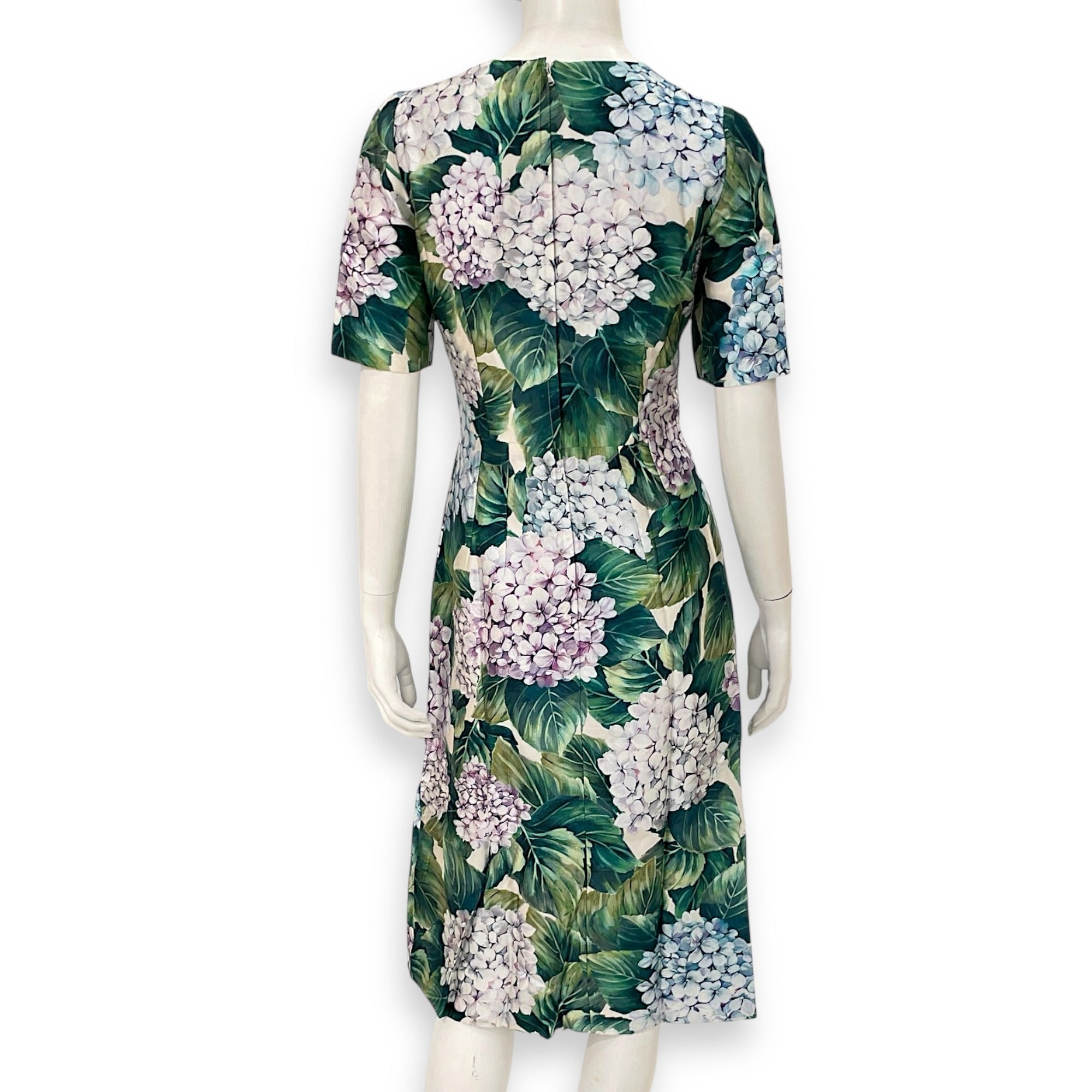 Short Dress Hydrangea Print 38 Green Ready-To-Wear in Silk CL2603-19893 2