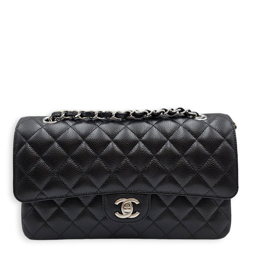 Classic Flap (Double Flap) Medium Black Shoulder Bag in Caviar Leather Silver hardware CL2603-19901 1