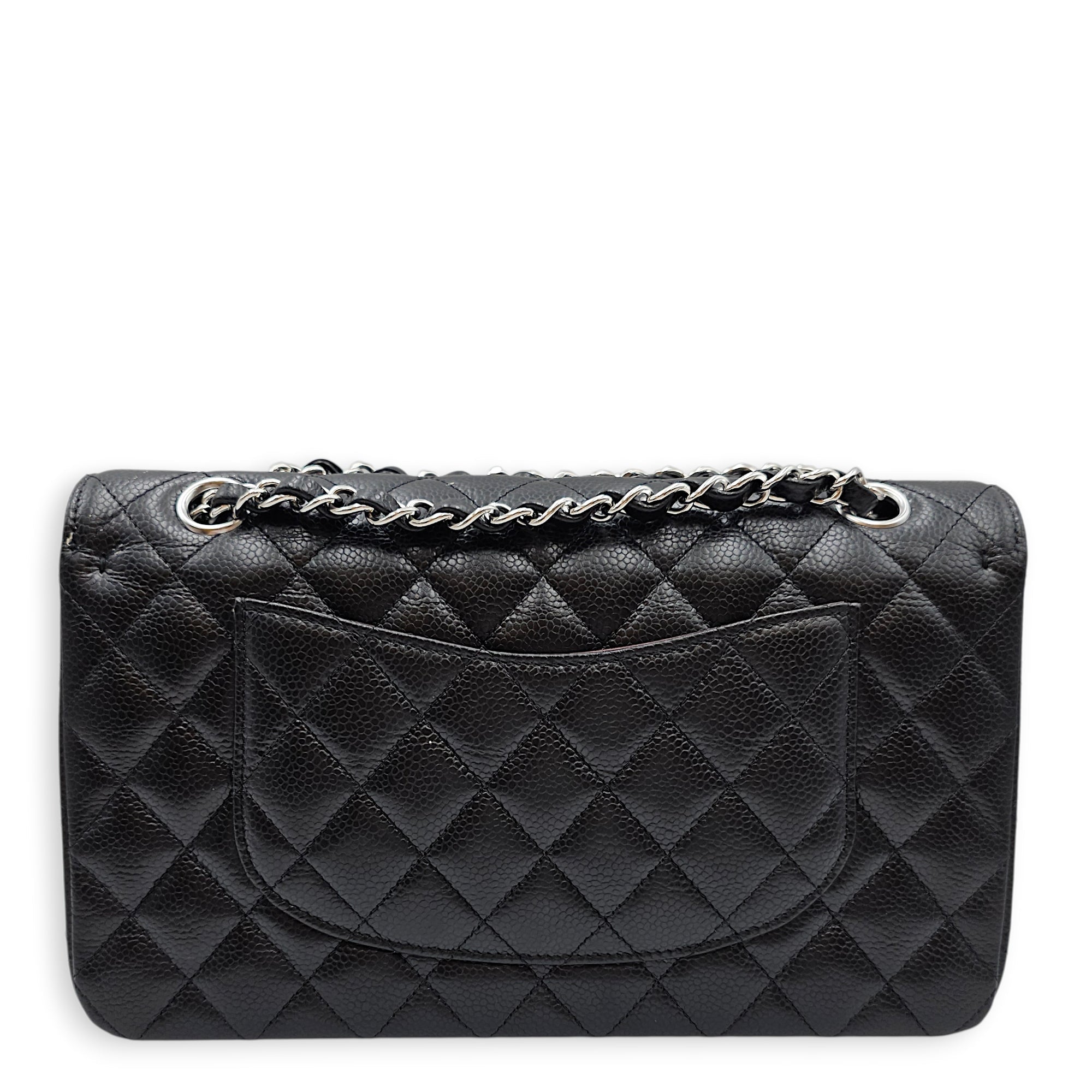Classic Flap (Double Flap) Medium Black Shoulder Bag in Caviar Leather Silver hardware CL2603-19901 2