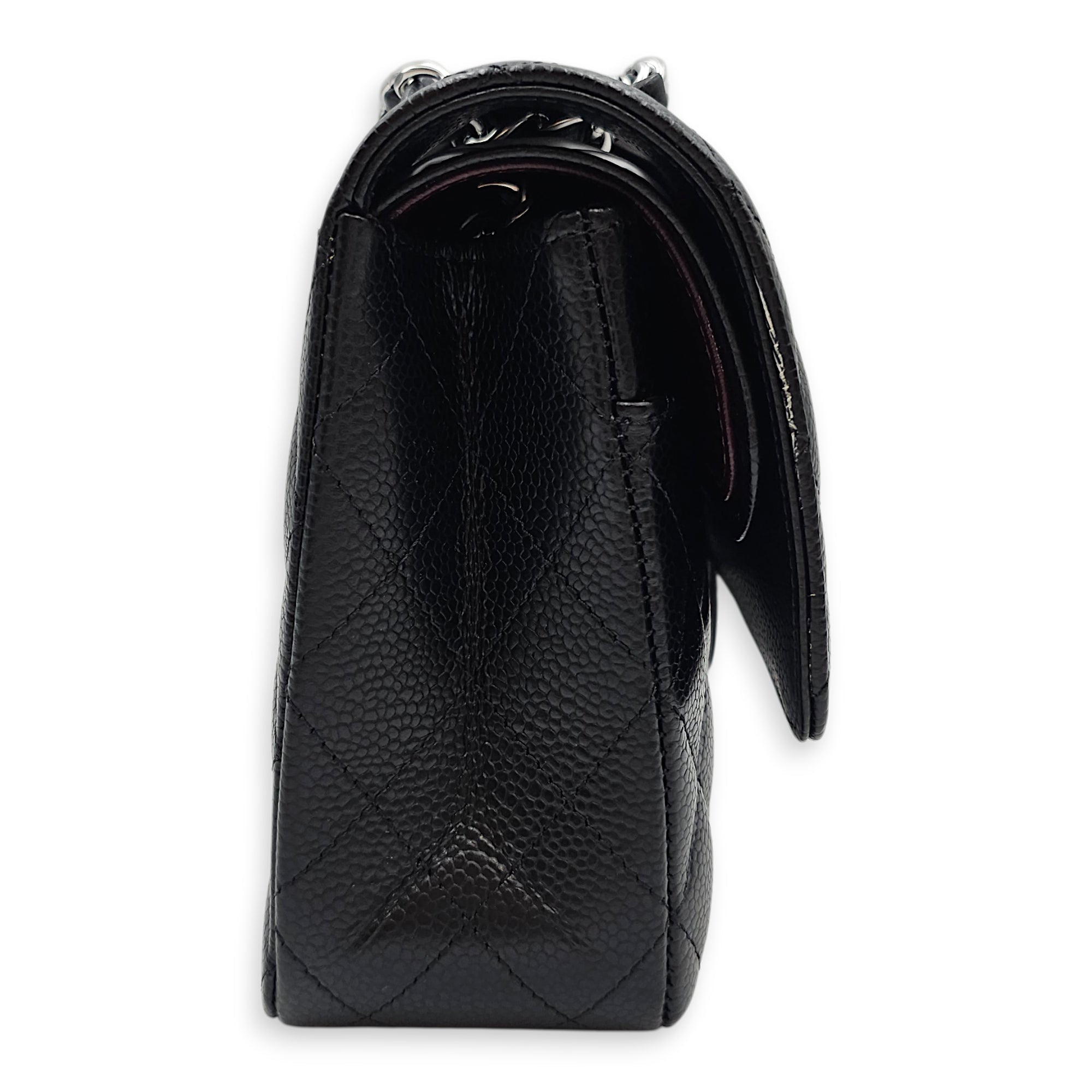 Classic Flap (Double Flap) Medium Black Shoulder Bag in Caviar Leather Silver hardware CL2603-19901 3