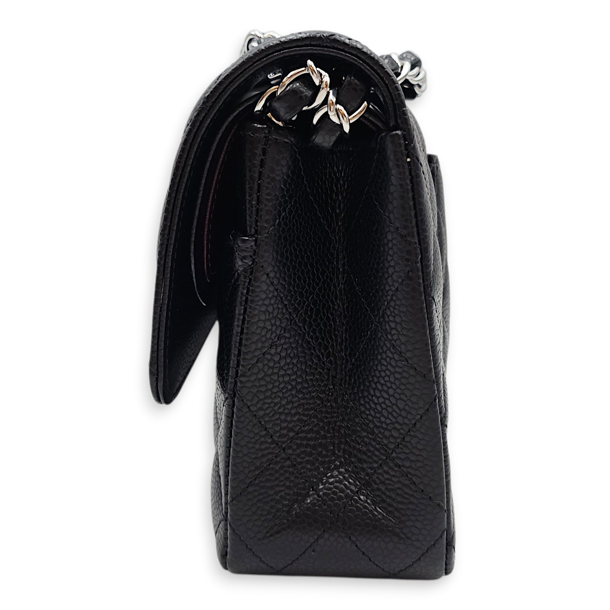 Classic Flap (Double Flap) Medium Black Shoulder Bag in Caviar Leather Silver hardware CL2603-19901 4