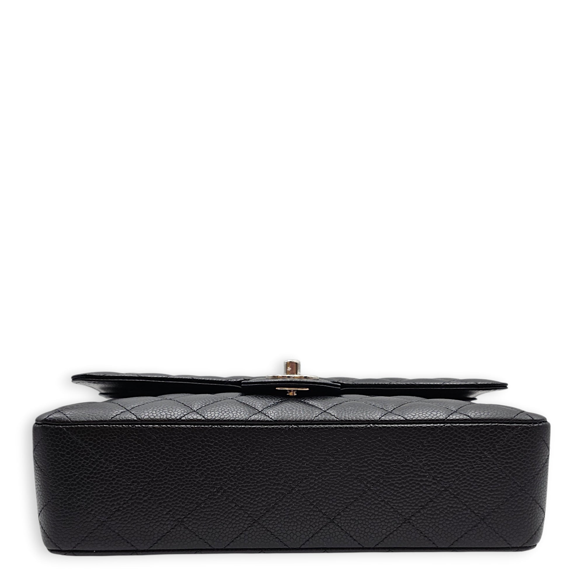 Classic Flap (Double Flap) Medium Black Shoulder Bag in Caviar Leather Silver hardware CL2603-19901 5