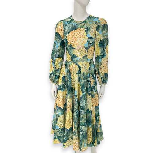 Long Sleeved Floral Print Dress 38 Green Ready-To-Wear CL2603-19907 1