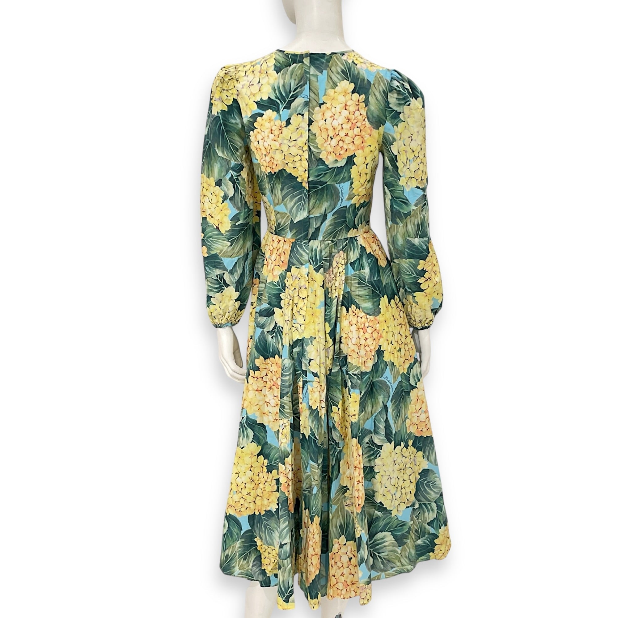 Long Sleeved Floral Print Dress 38 Green Ready-To-Wear CL2603-19907 2