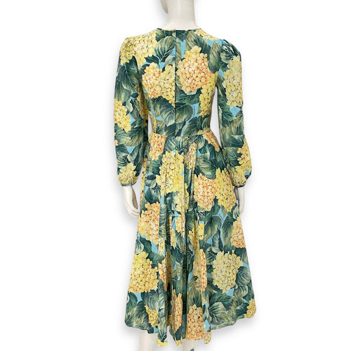 Long Sleeved Floral Print Dress 38 Green Ready-To-Wear CL2603-19907 2