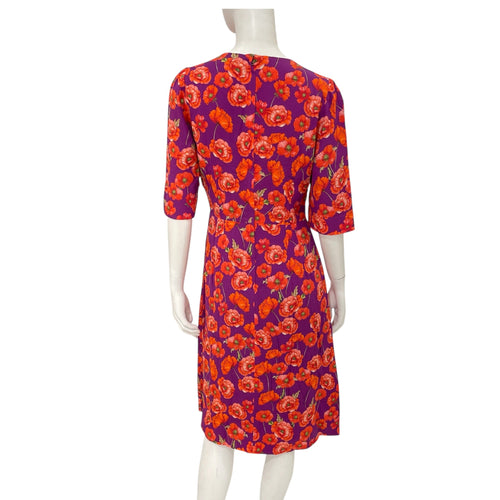 Floral Poppy Print Dress 42 Purple Ready-To-Wear in Silk CL2603-19909 2