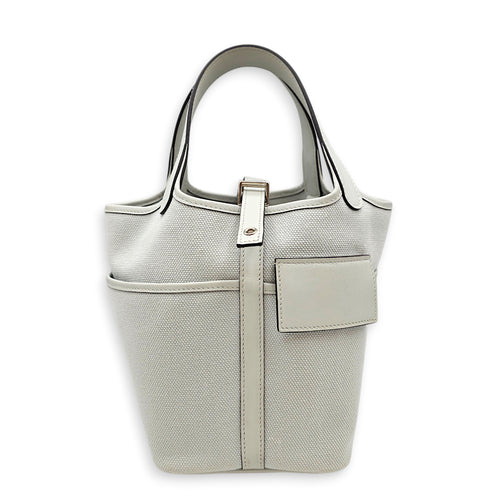 Picotin Pocket 18 Gris platine in Swift/Toile Palladium hardware