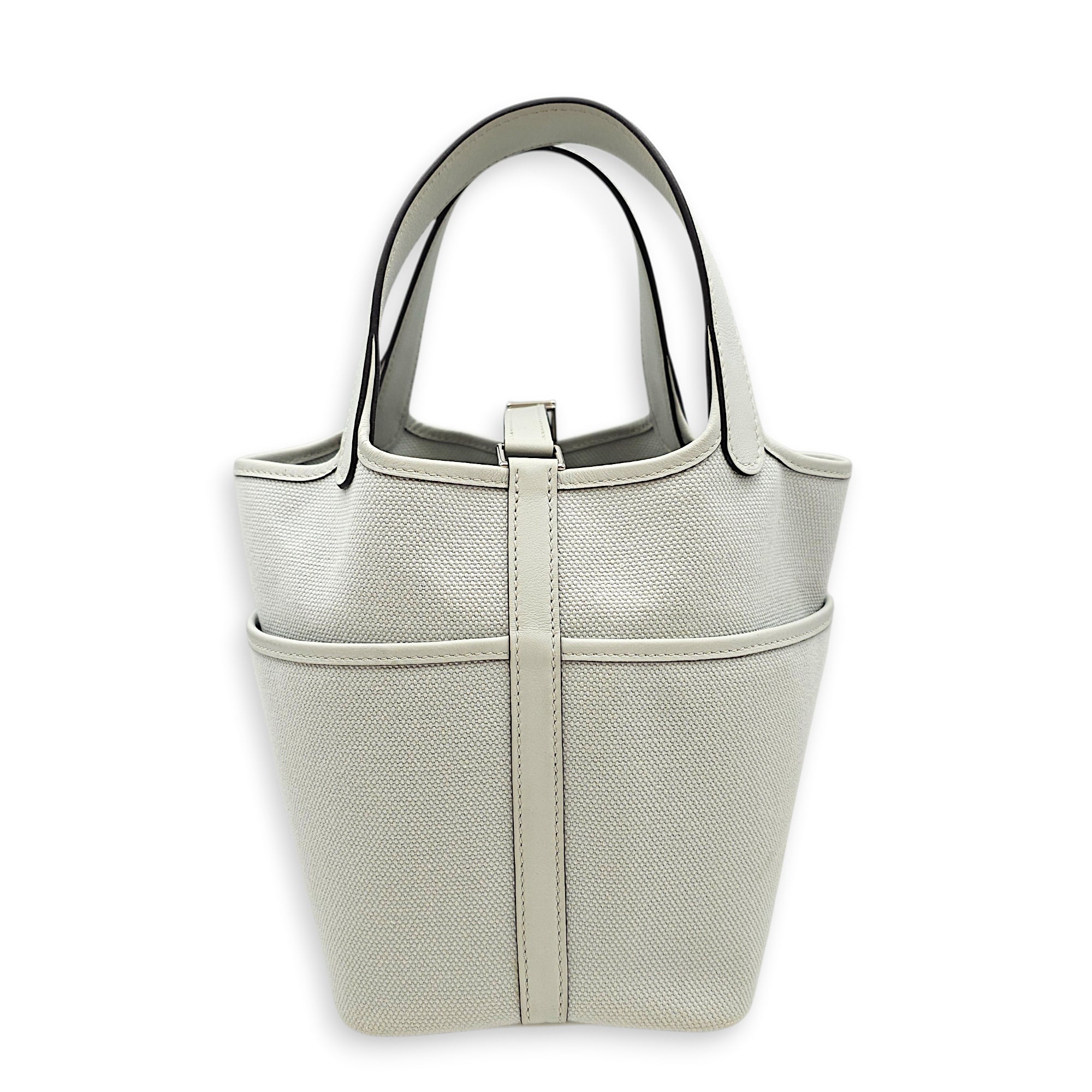 Picotin Pocket 18 Gris platine in Swift/Toile Palladium hardware