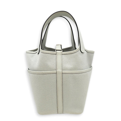 Picotin Pocket 18 Gris platine in Swift/Toile Palladium hardware