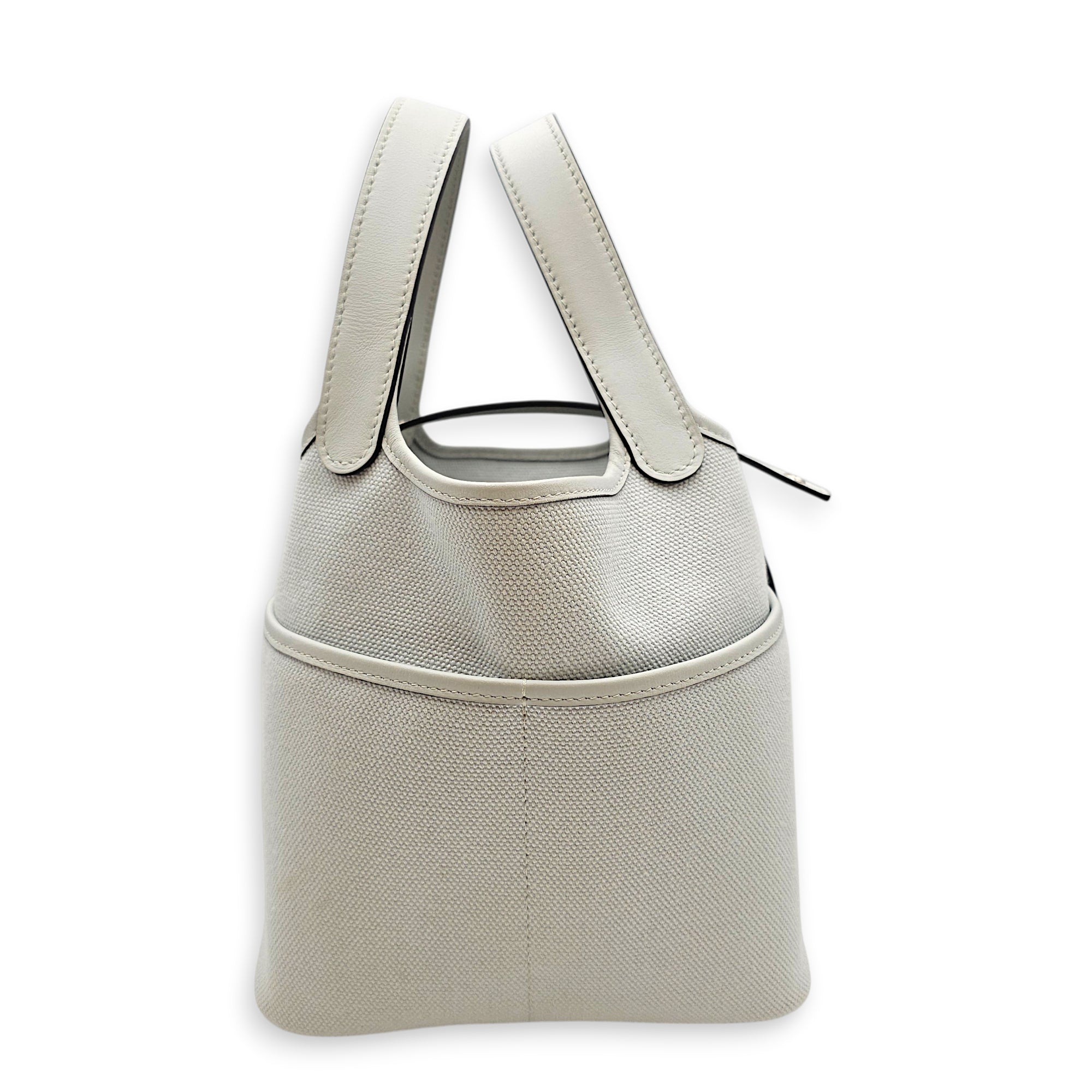 Picotin Pocket 18 Gris platine in Swift/Toile Palladium hardware