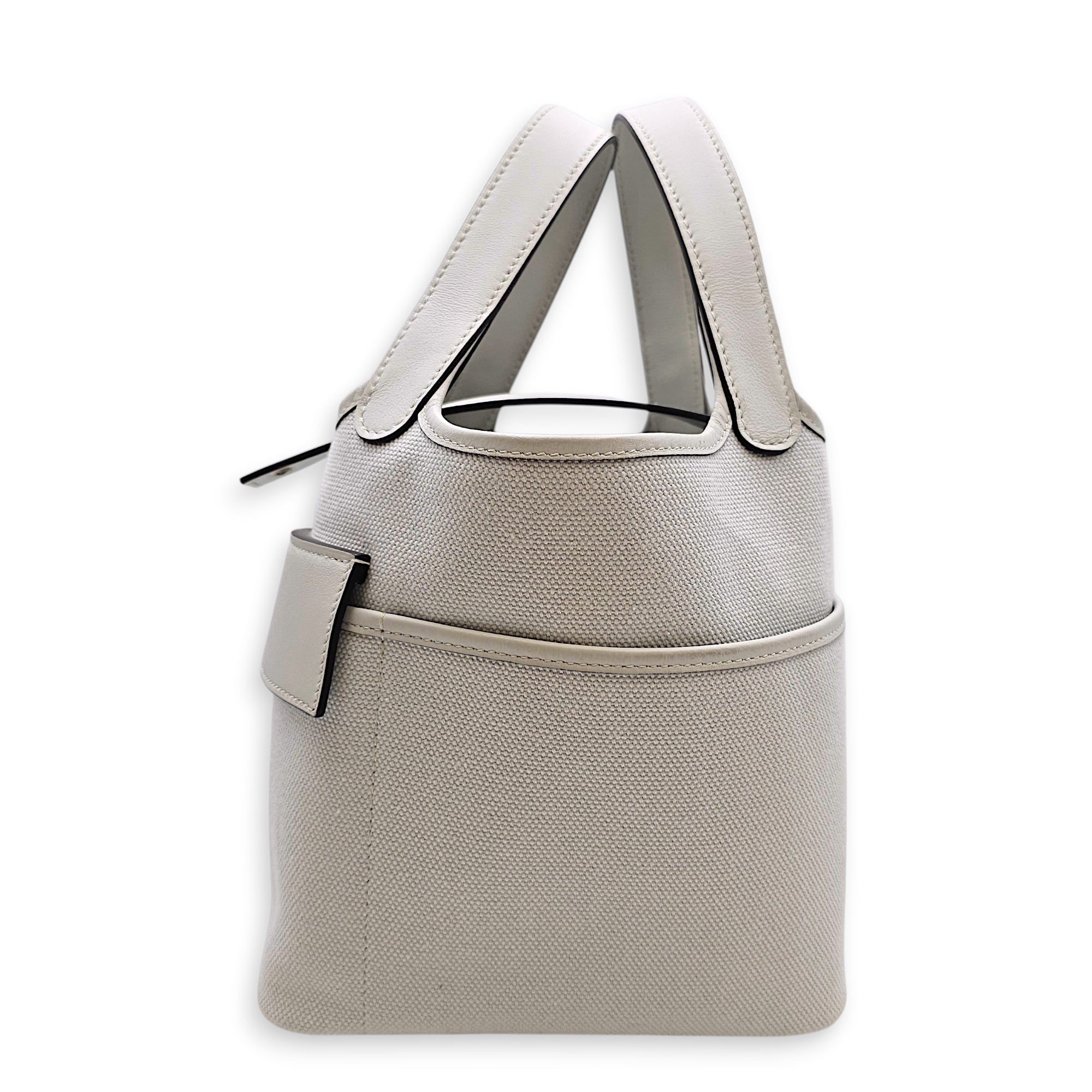 Picotin Pocket 18 Gris platine in Swift/Toile Palladium hardware