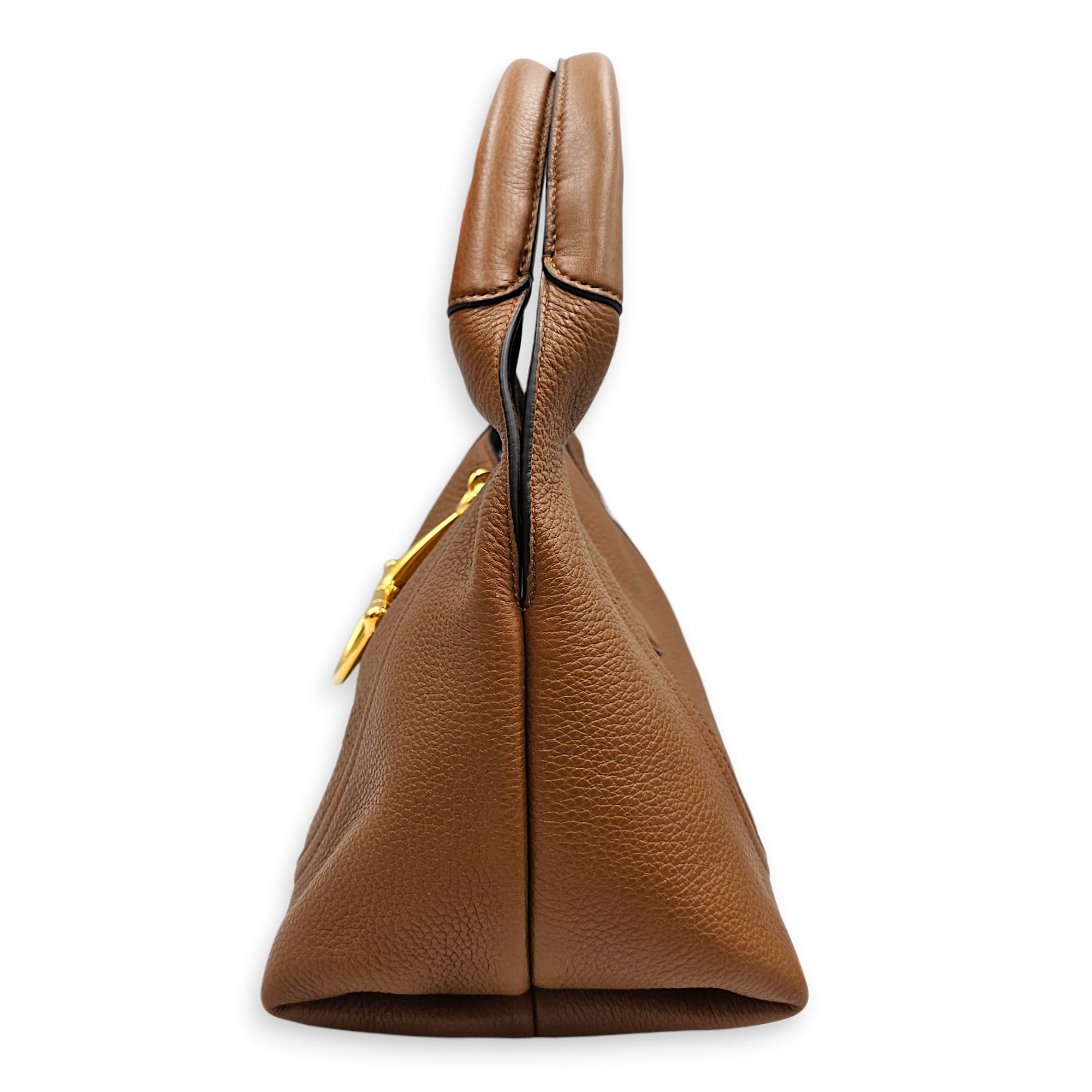 Softbit Medium Brown Shoulder Bag in Calfskin Gold hardware CL2603-19919 3