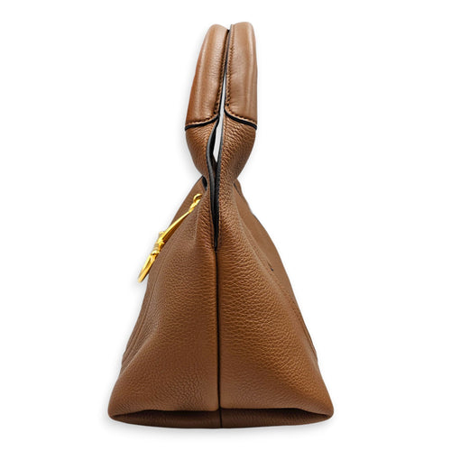 Softbit Medium Brown Shoulder Bag in Calfskin Gold hardware CL2603-19919 3
