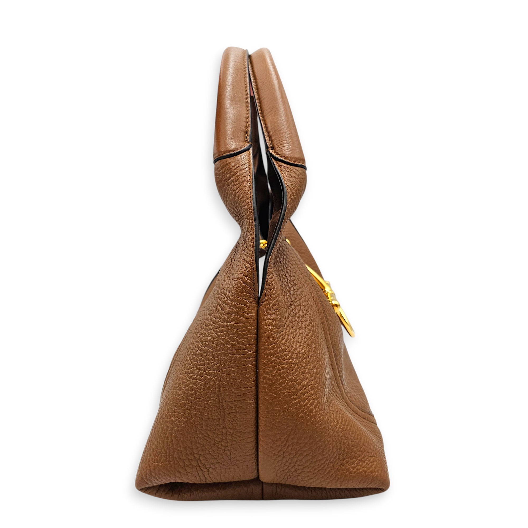 Softbit Medium Brown Shoulder Bag in Calfskin Gold hardware CL2603-19919 4