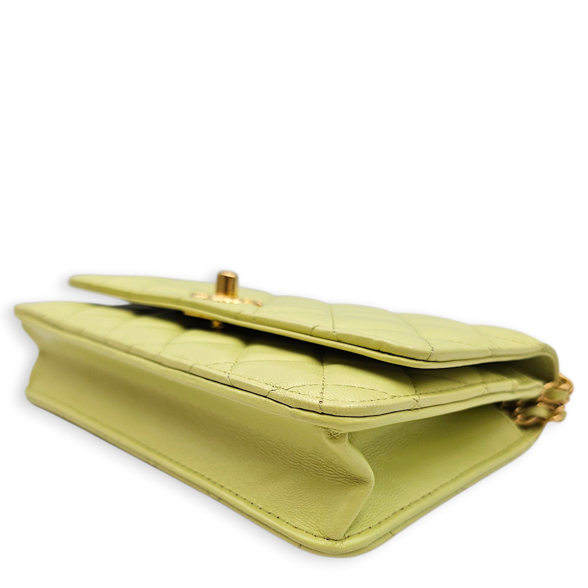 Quilted CC Lime Green Wallet On Chain in Lambskin Gold hardware CL2603-19925 10