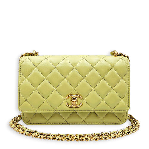 Quilted CC Lime Green Wallet On Chain in Lambskin Gold hardware CL2603-19925 11