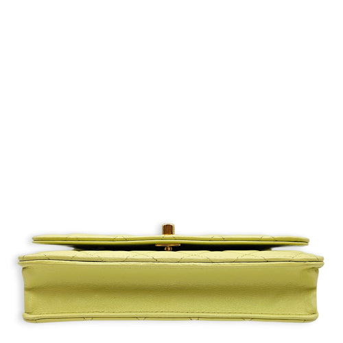Quilted CC Lime Green Wallet On Chain in Lambskin Gold hardware CL2603-19925 5