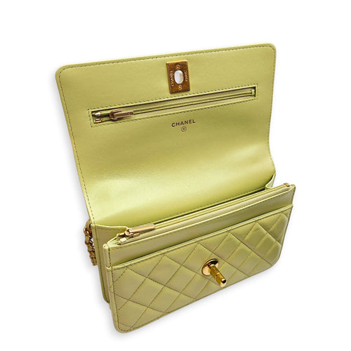 Quilted CC Lime Green Wallet On Chain in Lambskin Gold hardware CL2603-19925 6